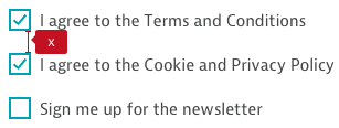 Checkboxes underneath each other